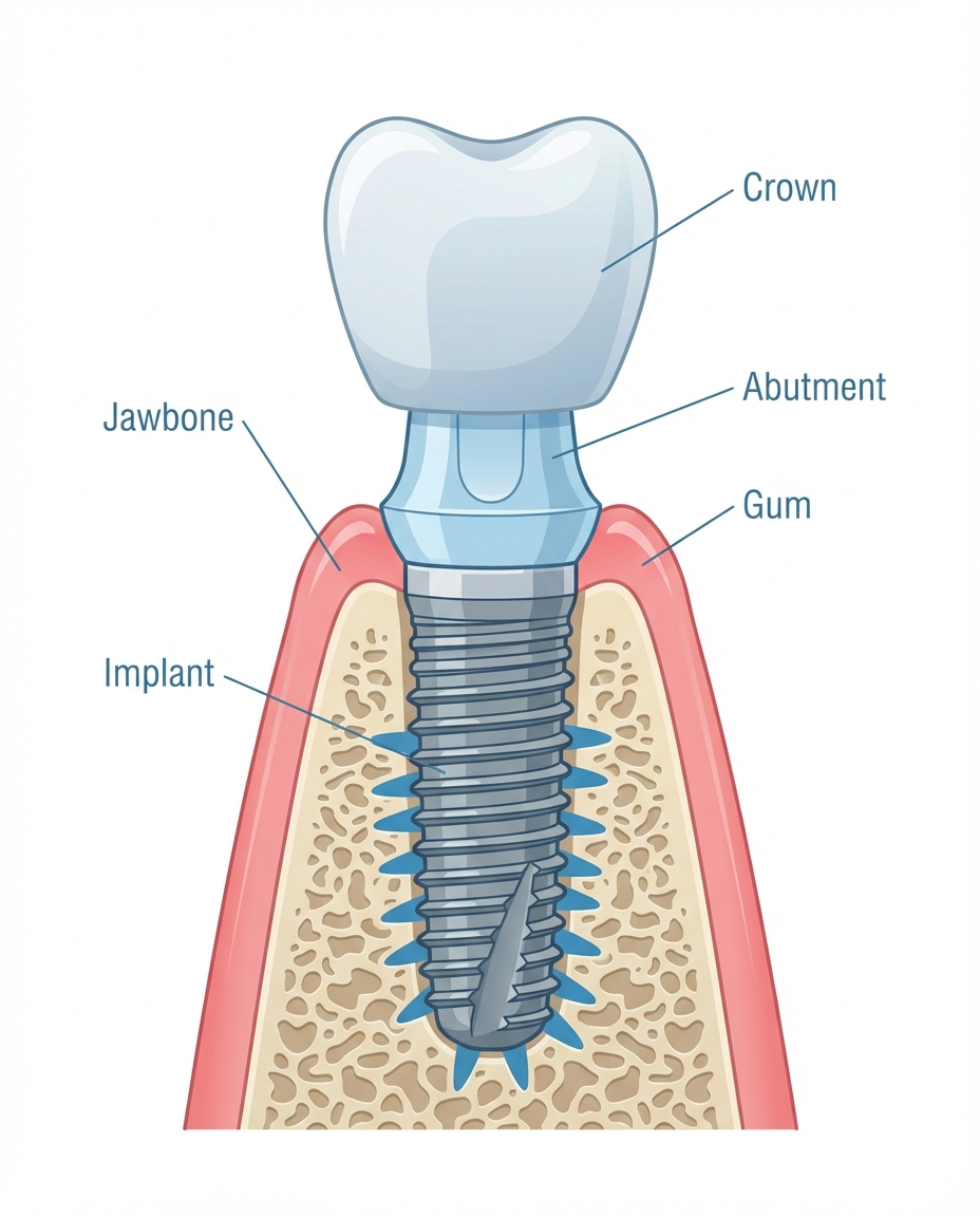 dental implants procedure steps and process diagram
