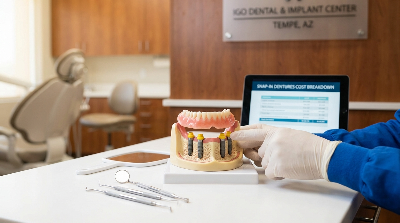 snap-in dentures cost consultation at IGO Dental & Implant Center Tempe