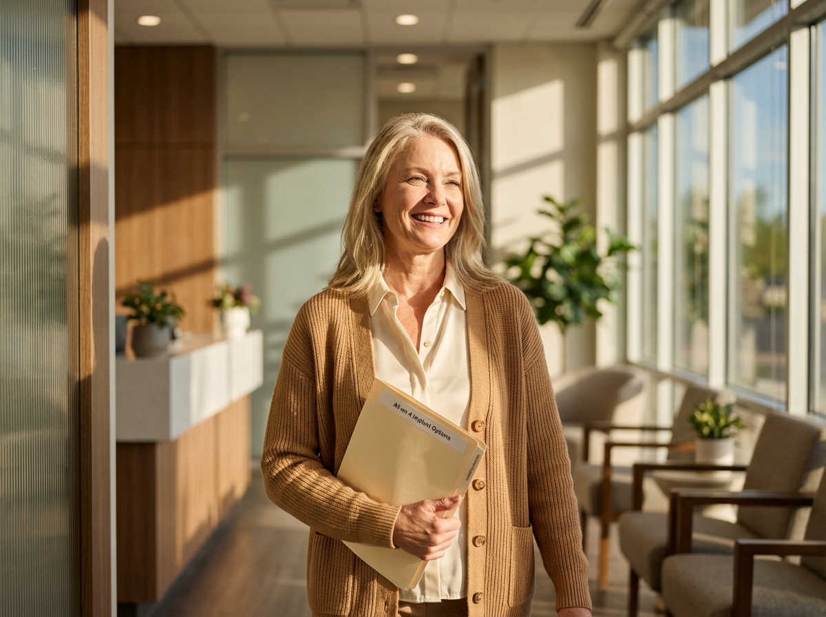 Patient enjoying life with confidence after all-on-4 dental implants treatment