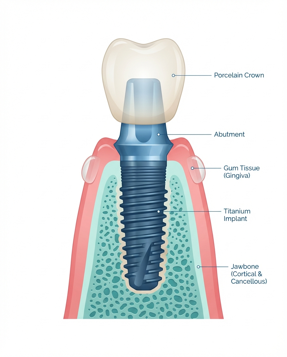 dental implants procedure steps and process diagram
