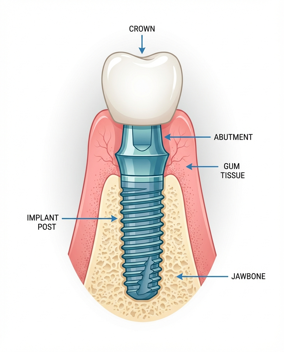 dental implants procedure steps and process diagram