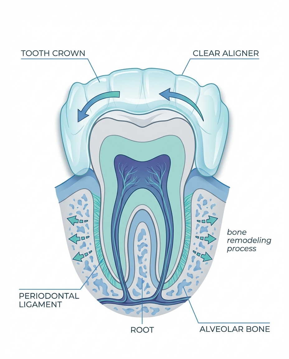 Invisalign clear aligners procedure steps and process diagram