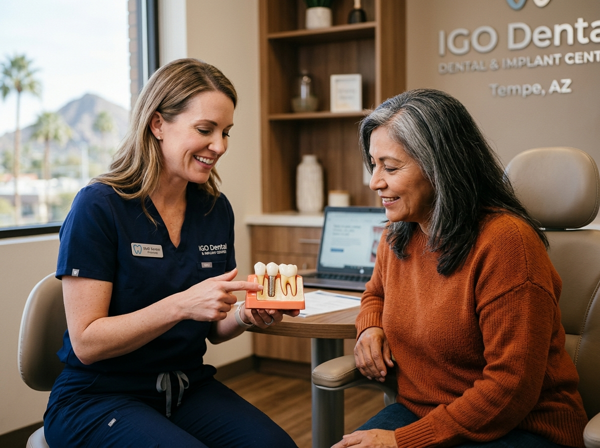Patient enjoying life after exploring alternatives to dental implants at IGO Dental