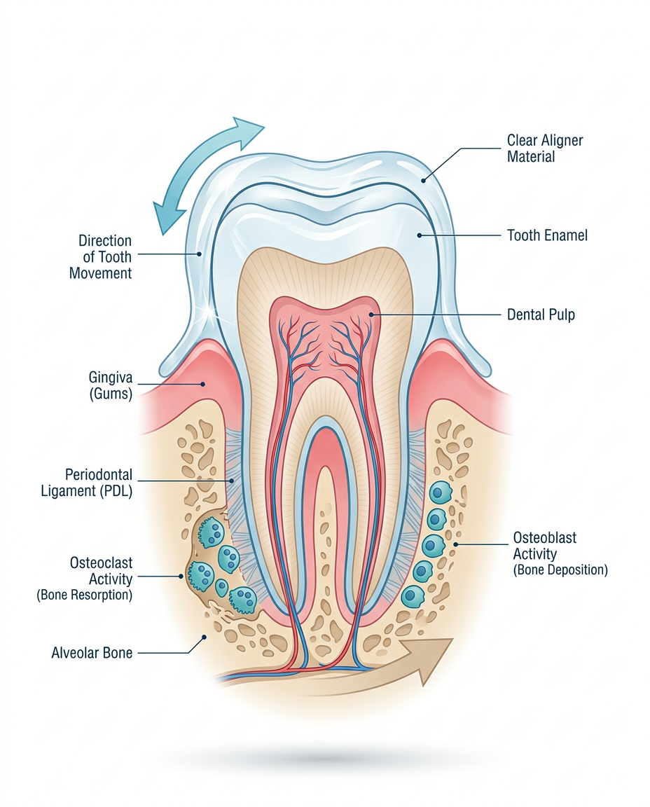 invisalign clear aligners procedure steps and process diagram